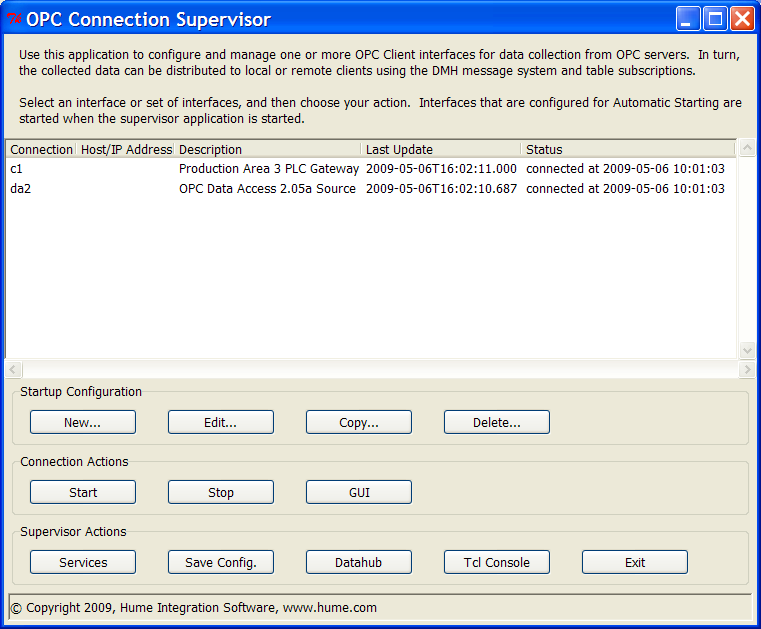 OPC Connection Supervisor screen grab